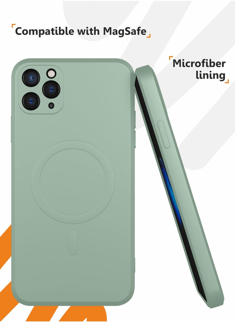MOBILIUS - for iPhone 11 Pro Case, Soft Anti-Scratch Microfiber Lining, Compatible with MagSafe, Shockproof Phone Case for iPhone 11 Pro, Gray-green - Image 1