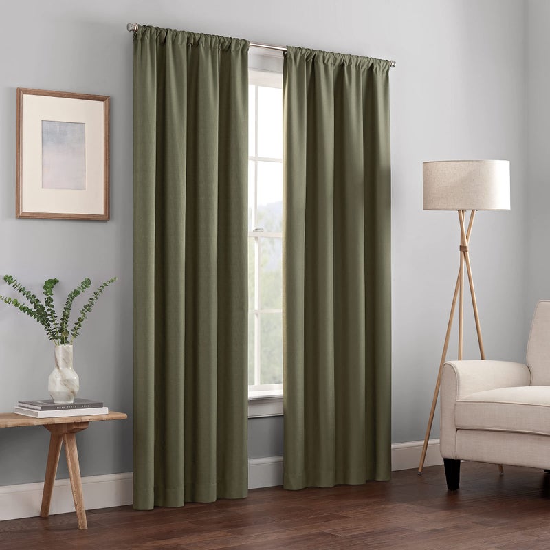 Eclipse Kendall Modern Blackout Thermal Rod Pocket Window Curtain for Bedroom or Living Room (1 Panel)  42 X 63  Artichoke - Image 1