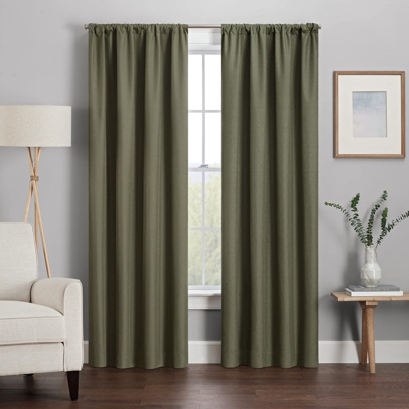 Eclipse Kendall Modern Blackout Thermal Rod Pocket Window Curtain for Bedroom or Living Room (1 Panel)  42 X 63  Artichoke - Image 2