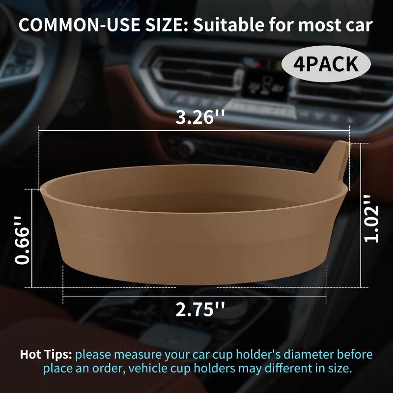 ME.FAN Car Cup Holder Coasters [4 Pack] Silicone Cups Mats, Automotive Universal Non-Slip Recessed Interior Accessories Coffee - Image 2