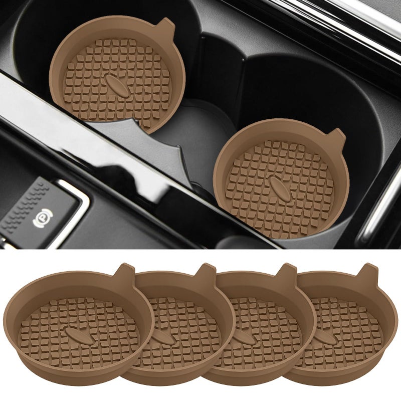 ME.FAN Car Cup Holder Coasters [4 Pack] Silicone Cups Mats, Automotive Universal Non-Slip Recessed Interior Accessories Coffee - Image 1