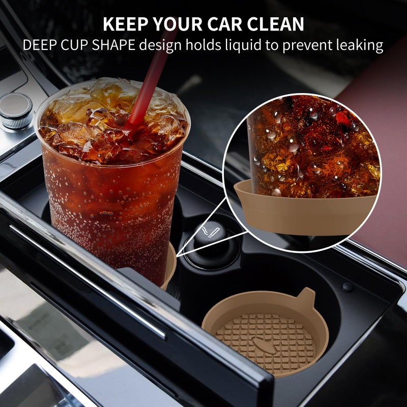 ME.FAN Car Cup Holder Coasters [4 Pack] Silicone Cups Mats, Automotive Universal Non-Slip Recessed Interior Accessories Coffee - Image 3