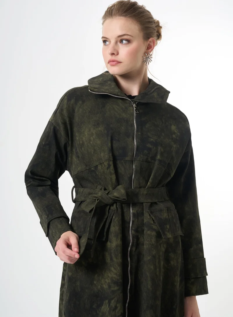 MissWhence Structured camouflage Patterned Overcoat - Khaki