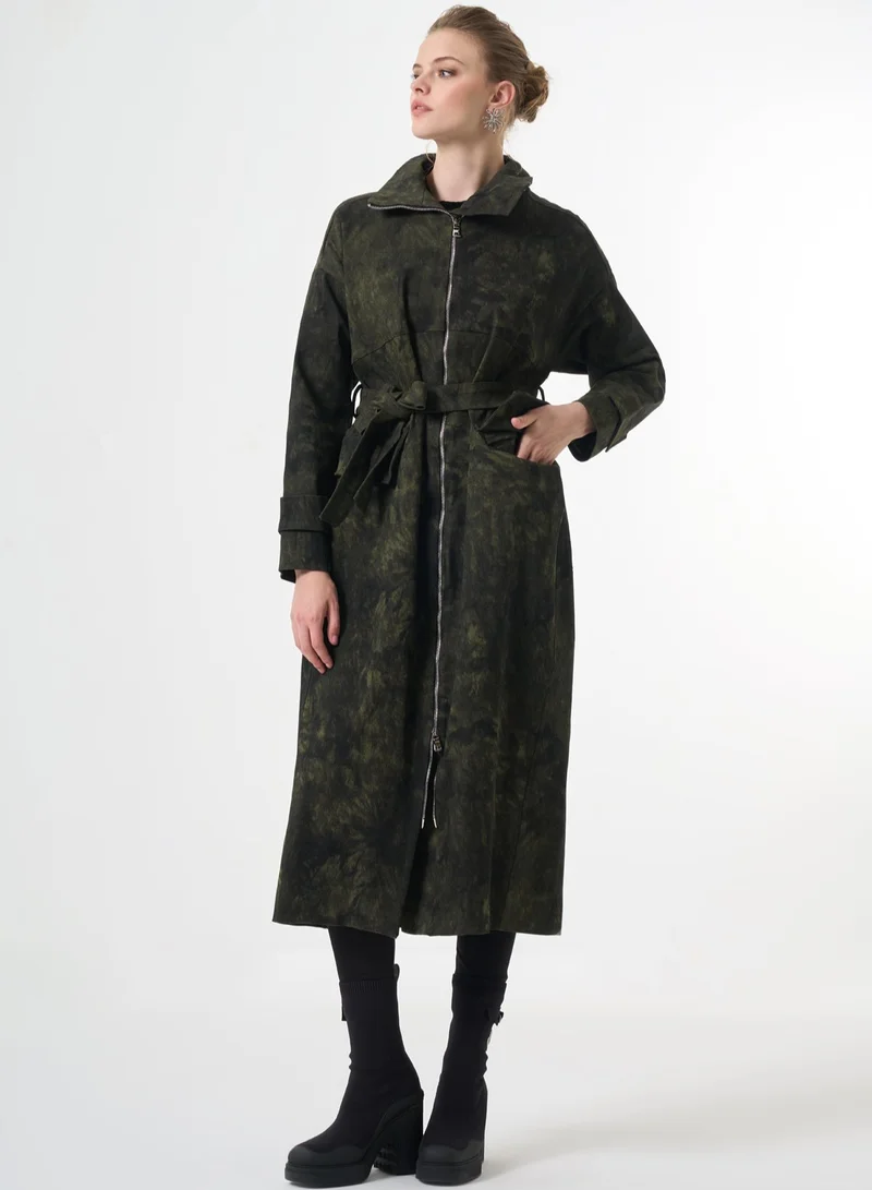 MissWhence Structured camouflage Patterned Overcoat - Khaki