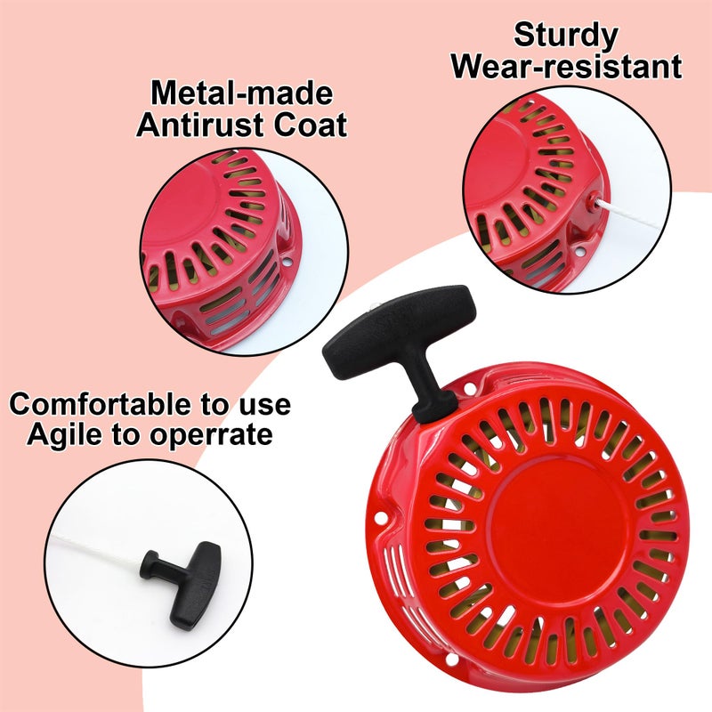 Strongthium Pull Start Recoil Starter Assembly For Predator Ghost Etq Powermate All Power Echo Gentron Ai Power 212Cc 196Cc 6.5Hp Generators Red - Image 3