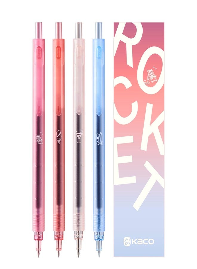 Kaco ROCKET Gel Pens 4 Pieces 0.5mm Black Ink Sunset Beach Aesthetic Pens School Office Stationery Quick Drying - Image 1
