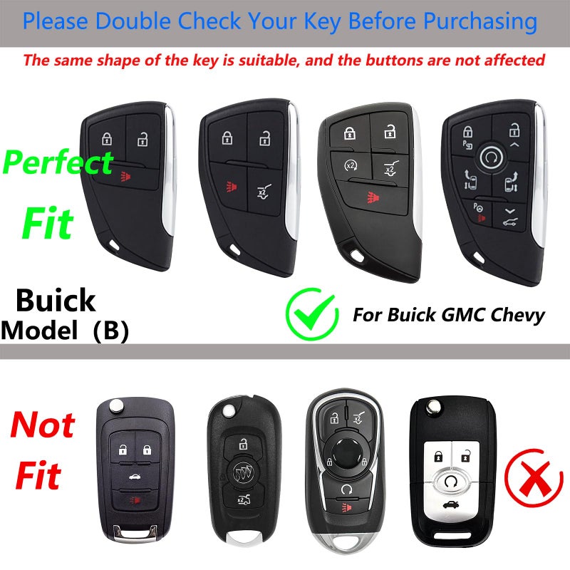 SLAKNOK for Chevy Key Fob Cover with Keychain,Zinc Alloy Protection Key Case Compatible with 2021 2022 2023 Chevy Suburban Silverado Tahoe GMC Yukon Sierra 1500 Buick Key Shell Accessories - Image 2