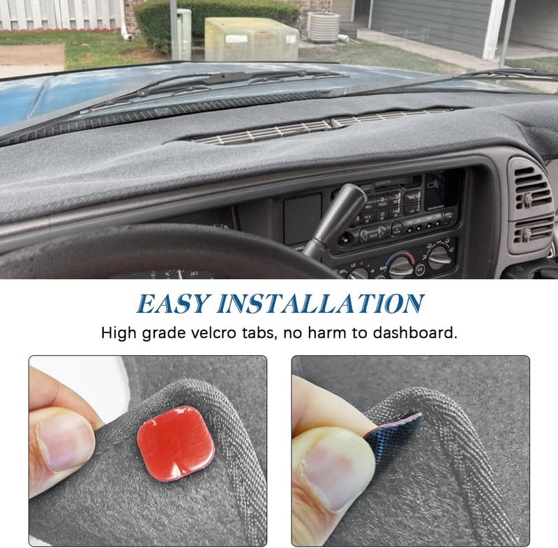 KEDAKEJI Dashboard Dash Cover for 1997-2000 Chevy/GMC C1500 C2500 C3500 & 1997-2000 Yukon/Tahoe/Escalade - Gray - Image 5
