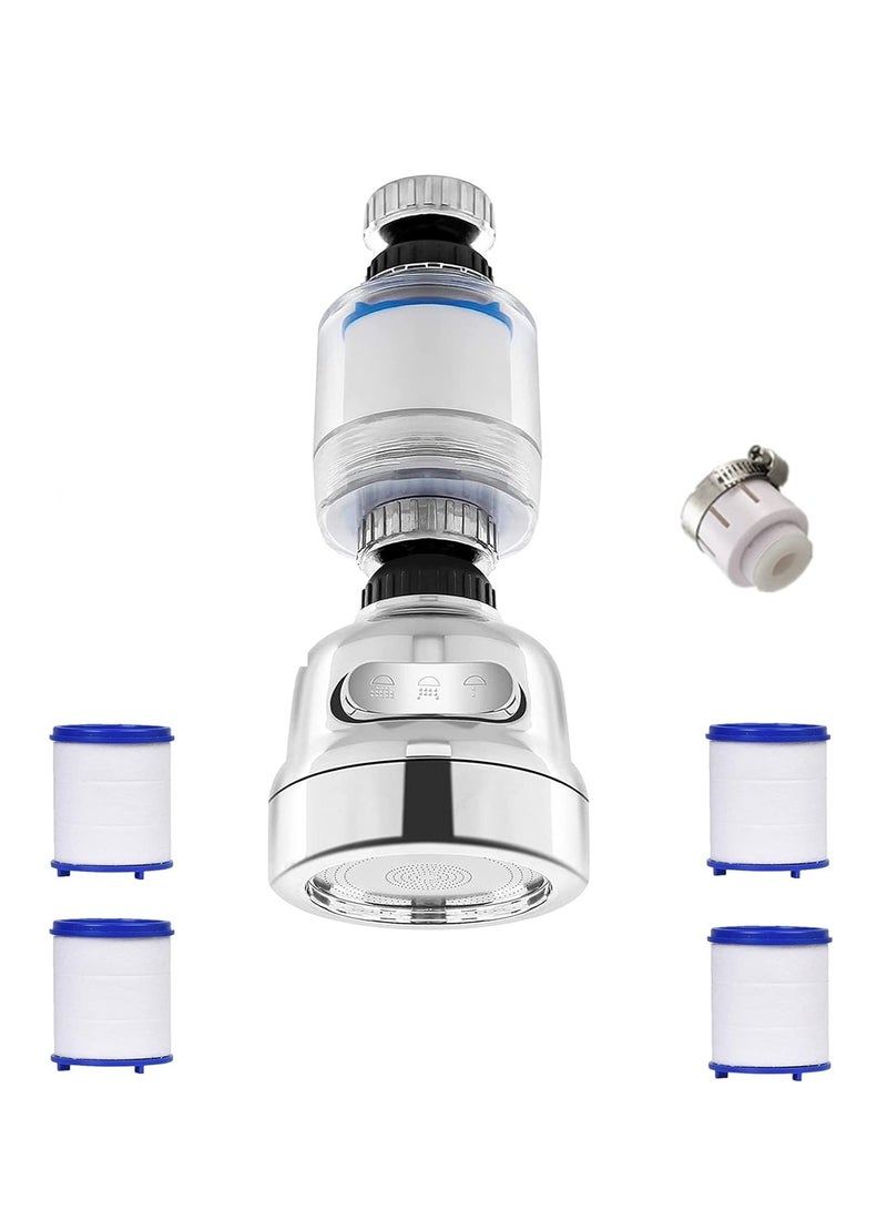 Faucet Water Filter Set,360° Rotating Sink Water Filter Faucet Bathroom Sink Filter with Filter Elements,Kitchen Sink Water Saving Tap Aerator, 3 Water Outlet Modes, Vegetables and Wash Fruits for Kitchen - Image 1