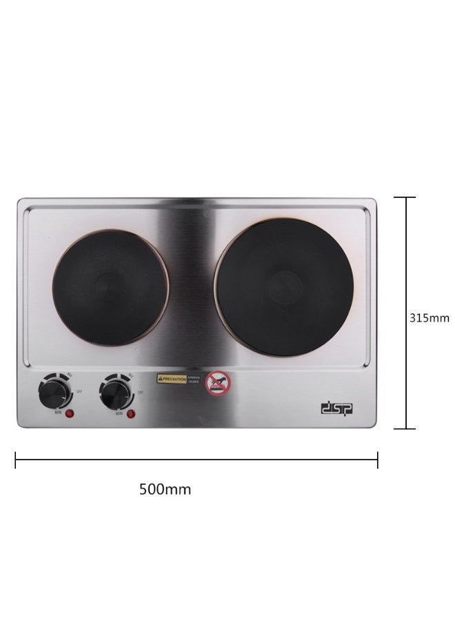 DSB Electric Double Hot Plate DSP – 2500W Total – Stainless Steel Surface – Independent Temperature Control – Model KD4047 - Image 5