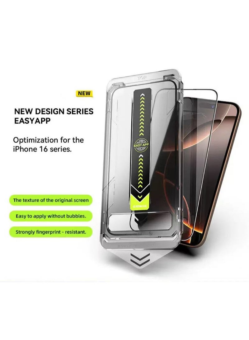 iPhone 16 Pro Screen Protector With Auto Alignment Kit HD Free Hand Easy Installation Frame Military-Grade Protection Scratch Resistant Anti-Fingerprint Bubble Free 9H Tempered Film Clear - Image 1