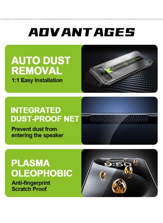 iPhone 16 Pro Screen Protector With Auto Alignment Kit HD Free Hand Easy Installation Frame Military-Grade Protection Scratch Resistant Anti-Fingerprint Bubble Free 9H Tempered Film Clear - Image 3