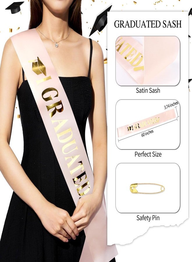 Vovii Graduation Crown and I Graduated Sash for Grad Party Decorations, Rose Gold Tiara and Glitter Sash with Gold Foil for 2025 Graduation Party Supplies, Grad Gifts for Women Girls - Image 5