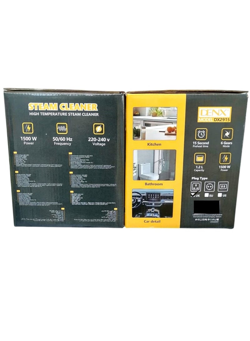 Denx A multi-use steam cleaning device that operates electrically, with a power of 1500 watts, and a water capacity of 1.2 L - Image 3
