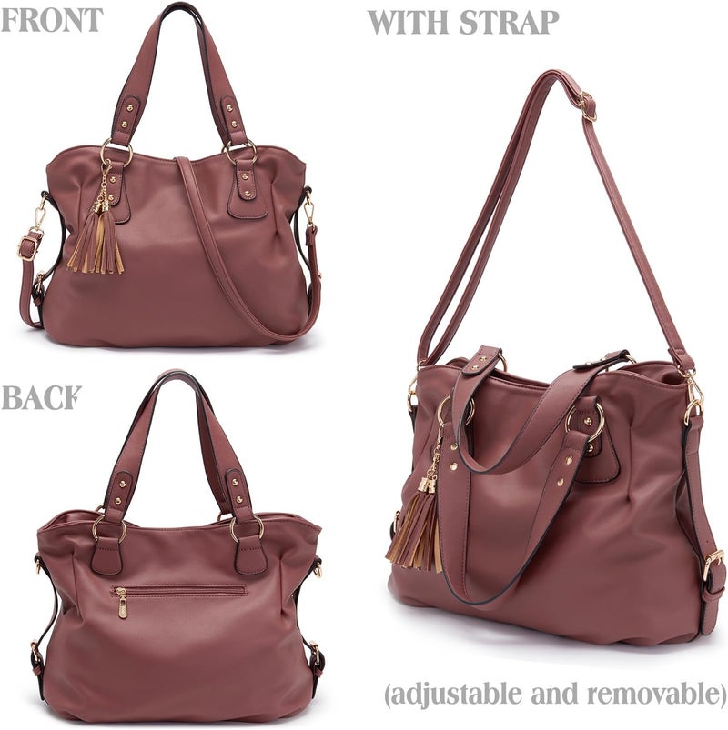 Soperwillton Fashion Handbag for Women Shoulder Bag Top Handle Satchel Hobo Tote Bag Purse Set 4pcs - Image 2
