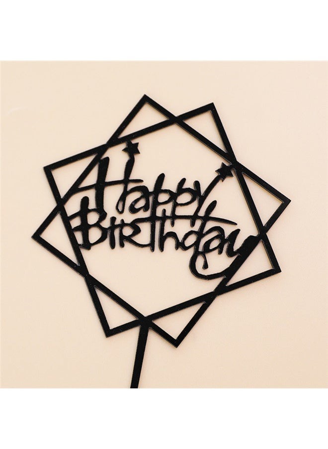 yongsheng - Happy Birthday Design Cake Topper，10-Pack Black Birthday Cake Topper Set, Happy Birthday Sign Cake Toppers/Cupcake Toppers, Party Decorations Supplies for Cool Guy - Image 1