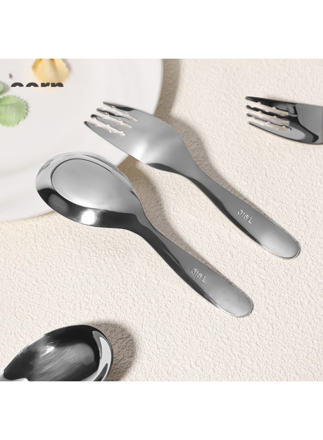 Corn 316 Stainless Steel Small Soup Spoon, Baby Feeding Spoon, Children's Household Short-handled Soup Spoon, Yuanbao Spoon, Thickened - Image 3
