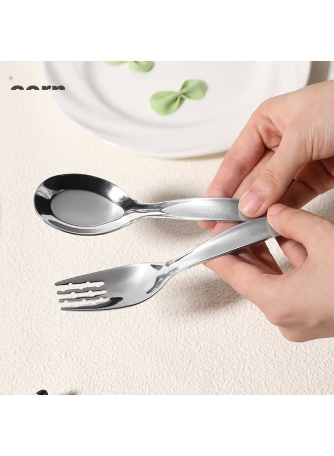 Corn 316 Stainless Steel Small Soup Spoon, Baby Feeding Spoon, Children's Household Short-handled Soup Spoon, Yuanbao Spoon, Thickened - Image 2