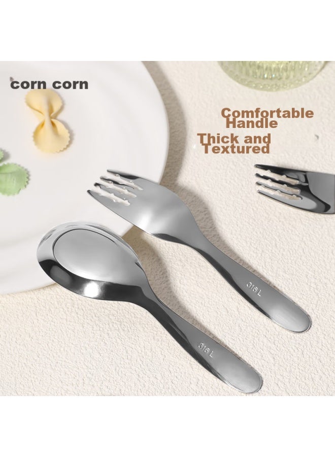 Corn 316 Stainless Steel Small Soup Spoon, Baby Feeding Spoon, Children's Household Short-handled Soup Spoon, Yuanbao Spoon, Thickened - Image 1