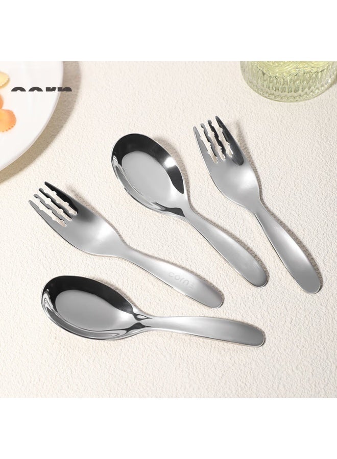 Corn 316 Stainless Steel Small Soup Spoon, Baby Feeding Spoon, Children's Household Short-handled Soup Spoon, Yuanbao Spoon, Thickened - Image 4