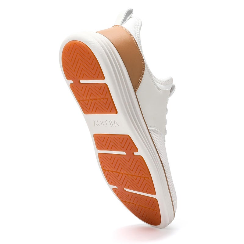 VILOCY Mens Slip On Casual Dress Shoes Hands Free Fashion Sneakers Mesh Tennis Walking Shoes Comfortable Work Shoes Breathable Lightweight Non Slip White,EU42 - Image 5