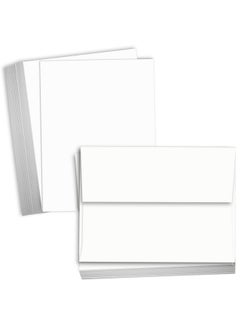 Hamilco Blank Cards And Envelopes 5X7 White Cardstock Paper 100 Lb Cover Card Stock 100 Pack (100 Cards With Envelopes)  - Image 1