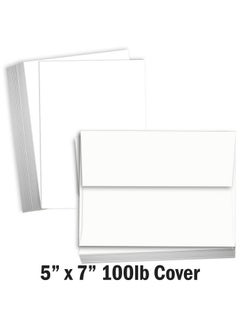 Hamilco Blank Cards And Envelopes 5X7 White Cardstock Paper 100 Lb Cover Card Stock 100 Pack (100 Cards With Envelopes)  - Image 2