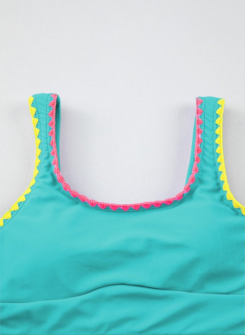 blibean Tween Girl Swimsuits Little Kids Girls Summer Swim Bathing Suits Teen Fashion Two Piece Bikini Boho Hawaii Swimwear Beach Sets Traje BaÃ±o NiÃ±as Size 10-11 Year Old Mint Green - Image 5