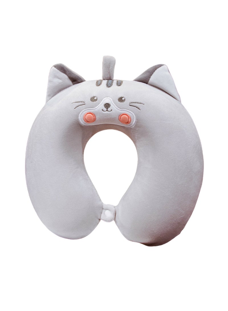 GoldenLike  وسادة سفر، وسادة رقبة ناعمة من الألياف الدقيقة، وسادة أطفال خفيفة الوزن محمولة، مسند رأس، دعم للرقبة على شكل حرف U، للطائرة، السيارة، المنزل، المكتب، لون رمادي - Image 1