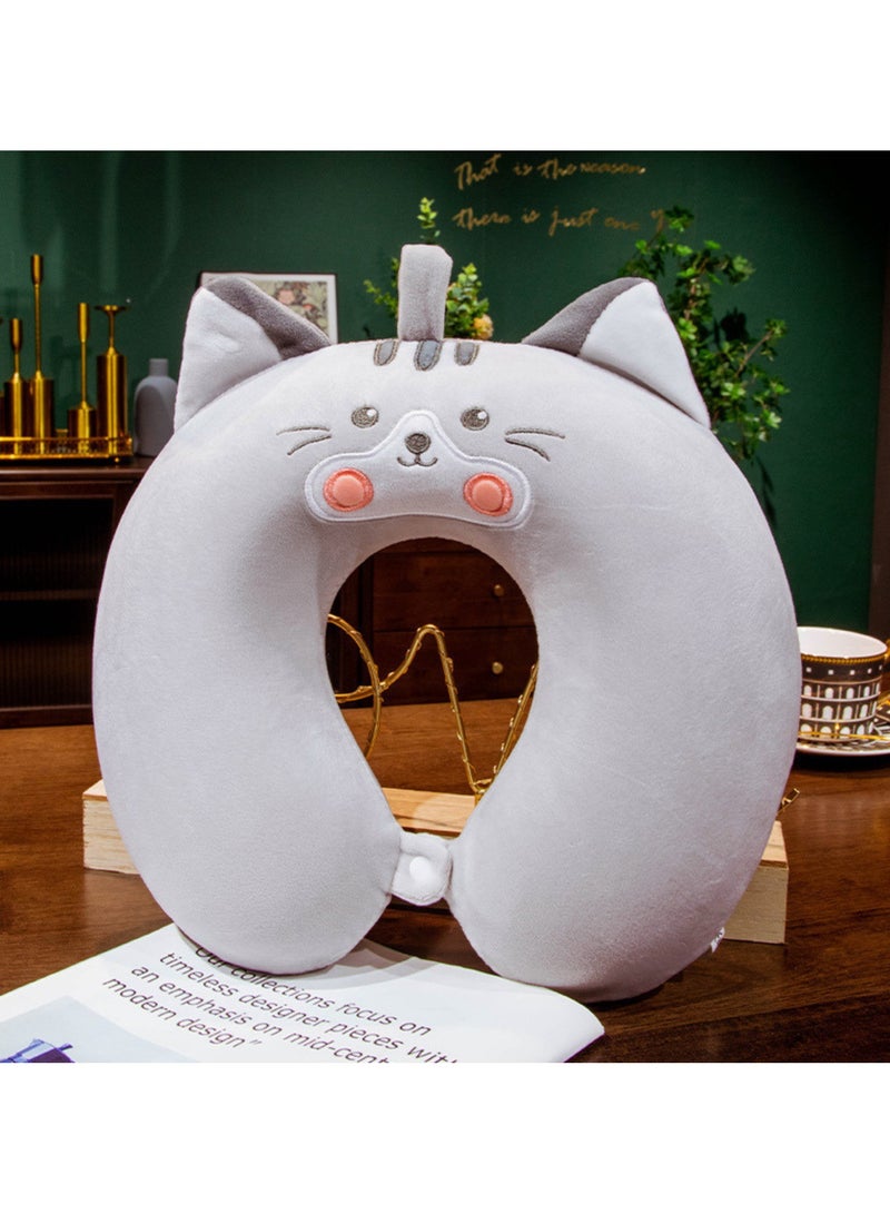 GoldenLike  وسادة سفر، وسادة رقبة ناعمة من الألياف الدقيقة، وسادة أطفال خفيفة الوزن محمولة، مسند رأس، دعم للرقبة على شكل حرف U، للطائرة، السيارة، المنزل، المكتب، لون رمادي - Image 2