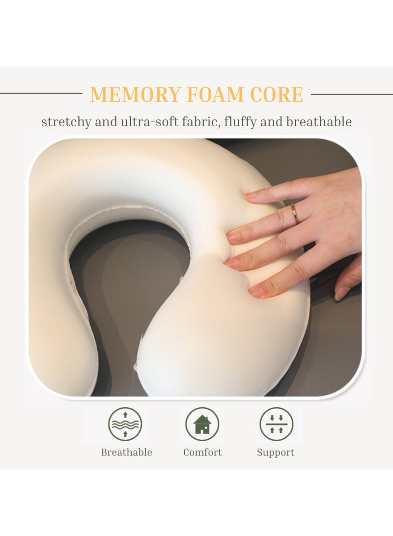 GoldenLike  وسادة سفر، وسادة رقبة ناعمة من الألياف الدقيقة، وسادة أطفال خفيفة الوزن محمولة، مسند رأس، دعم للرقبة على شكل حرف U، للطائرة، السيارة، المنزل، المكتب، لون رمادي - Image 3