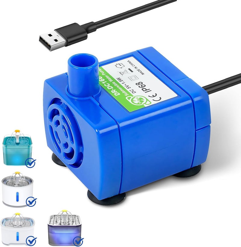 Baofum IP68 DR-DC160 Cat Water Fountain Pump for Tritone Ceramic, Stainless Steel, Round Flower Cap Cat Fountains, Automatic Pet Water Dispenser Replacement Pump, Cat Fountain Pump Replacement (No LED) - Image 1