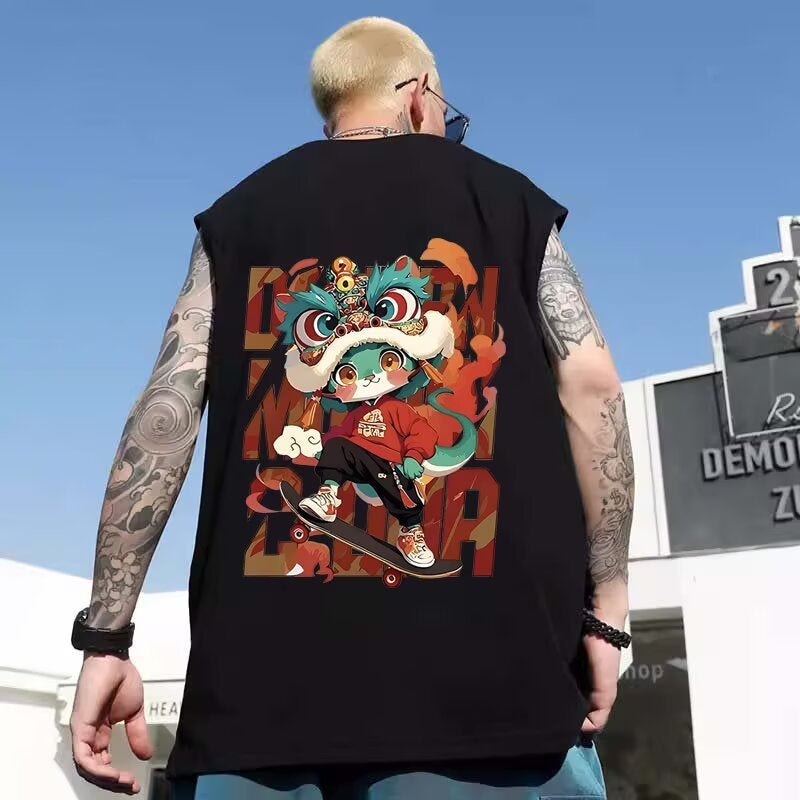 National Trendy Chinese Style Vest Men'S New Loose Plus Size Plus Fat Men'S Summer Sleeveless Trendy M-8Xl T-Shirt - Image 2