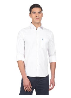 U.S. Polo Assn. U.S. POLO ASSN. Mens Fs Solid Regular Fit Shirts (Usshtc0055_White_Small)  - Image 1