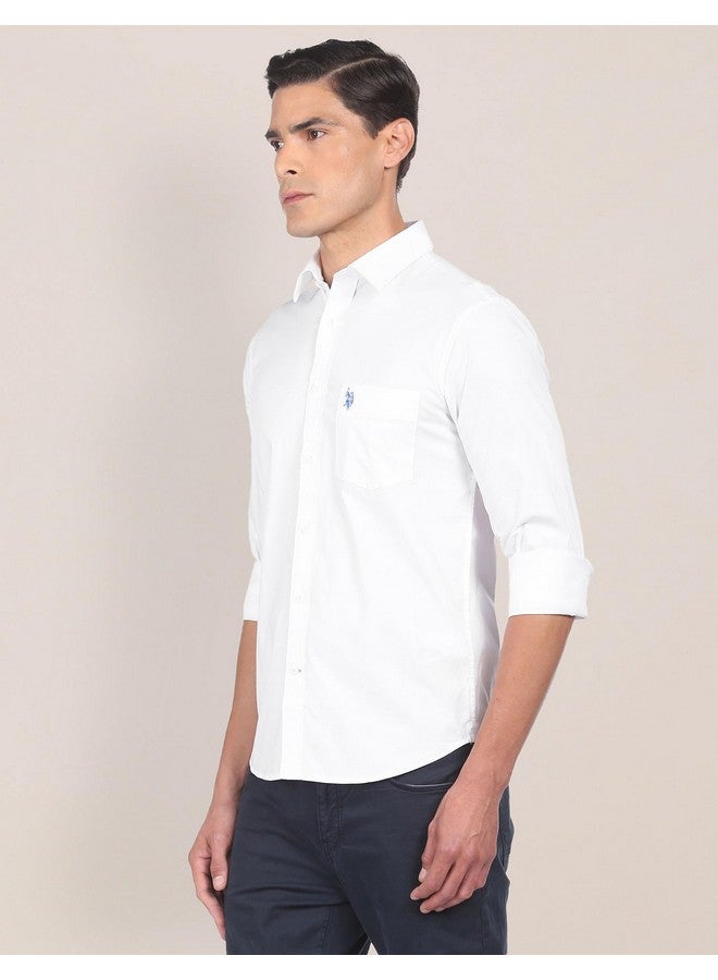 U.S. Polo Assn. U.S. POLO ASSN. Mens Fs Solid Regular Fit Shirts (Usshtc0055_White_Small) - Image 5