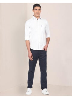 U.S. Polo Assn. U.S. POLO ASSN. Mens Fs Solid Regular Fit Shirts (Usshtc0055_White_Small)  - Image 4