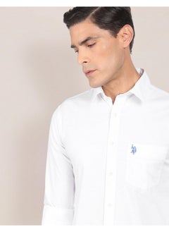 U.S. Polo Assn. U.S. POLO ASSN. Mens Fs Solid Regular Fit Shirts (Usshtc0055_White_Small)  - Image 2