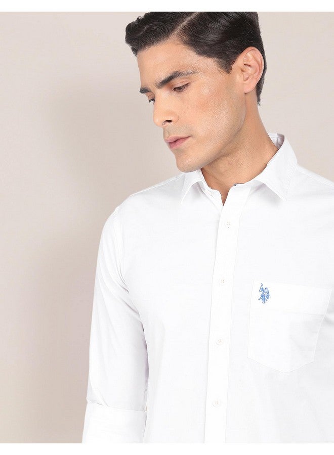 U.S. Polo Assn. U.S. POLO ASSN. Mens Fs Solid Regular Fit Shirts (Usshtc0055_White_Small) - Image 2