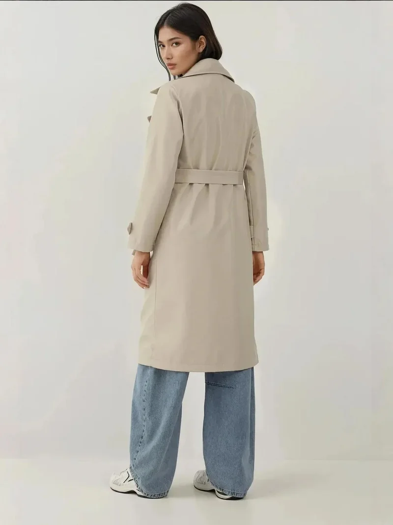 بيغ دارت بالطو ترنش مبطن بياقة مزدوجة