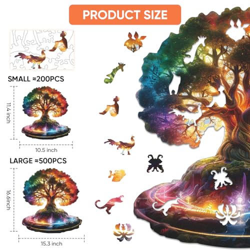 MEATRN Tree of Life 500 Pieces Wooden Puzzles Plants Wood Jigsaw Puzzle for Adults Symbol of Growth Eternity Collectible Spiritual Gift Educational Puzzle 153x166 in - Image 5