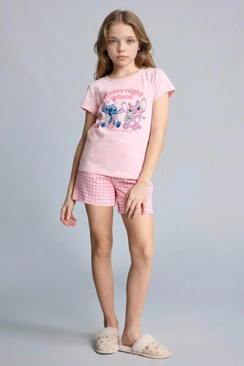 DeFacto Girl 2 piece Regular Fit Lilo &amp; Stitch Licensed Knitted Pyjamas