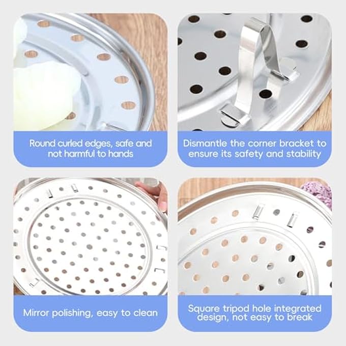nalaina Steamer Rack Stainless Steel Round Steaming Rack Steam Tray With Removable Legs For Veggie Fish Seafood Cooking Expandable To Fit Various Steamer Cookware MultiFunctional Steamer Basket - Image 5