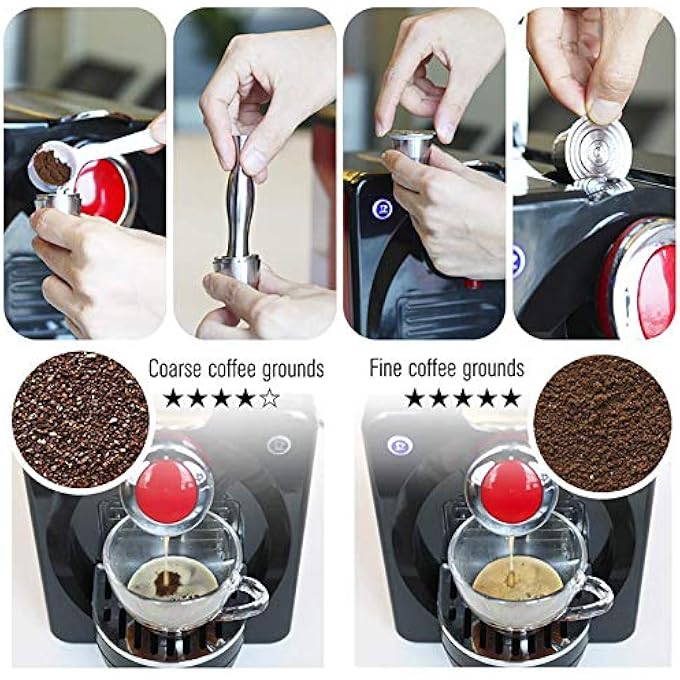 U-HOOME Reusable Stainless Steel Coffee Capsules Tamper Kit  Compatible For Nespresso Refillable Espresso Capsule Pod For Homes Cafes Bars Offices Teahouses 1 Coffee Capsule 1 Tamper - Image 3