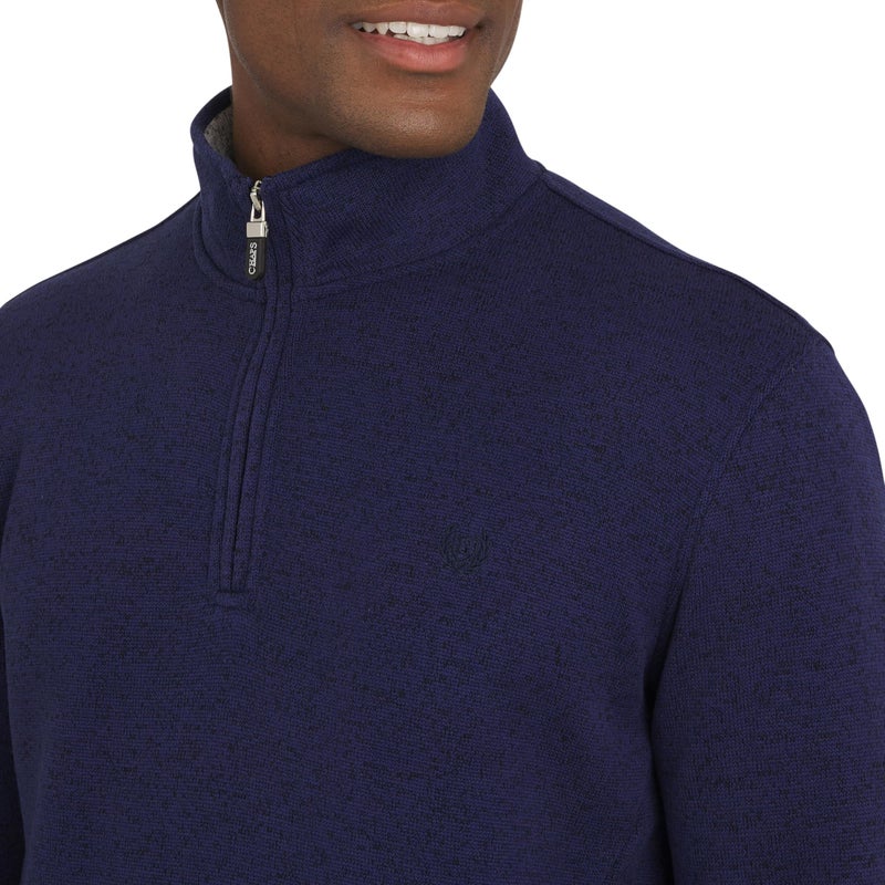 Chaps Men's Regular Fit Long Sleeve Midweight Quarter Zip Fleece Pullover Sweater, Mountain Blue, Small - Image 2