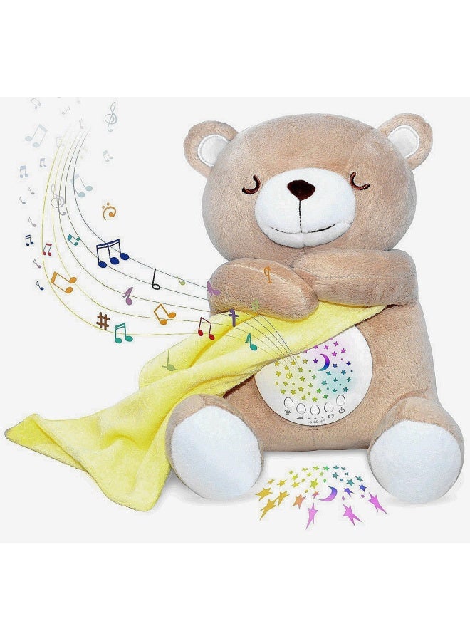 Baby Sleep Soother Cry Activated Sensor Teddy Bear Lullabies And Mom Heartbeat White Noise Machine Nursery Toddler Star Night Light Projection Sleep Aid Unique Baby Girl Baby Boy And New Baby Gifts  - Image 1