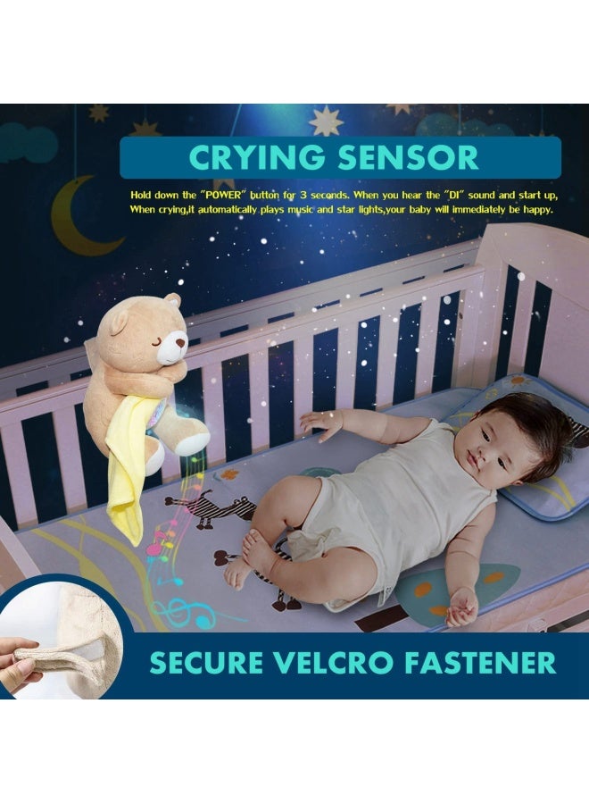 Baby Sleep Soother Cry Activated Sensor Teddy Bear Lullabies And Mom Heartbeat White Noise Machine Nursery Toddler Star Night Light Projection Sleep Aid Unique Baby Girl Baby Boy And New Baby Gifts  - Image 4