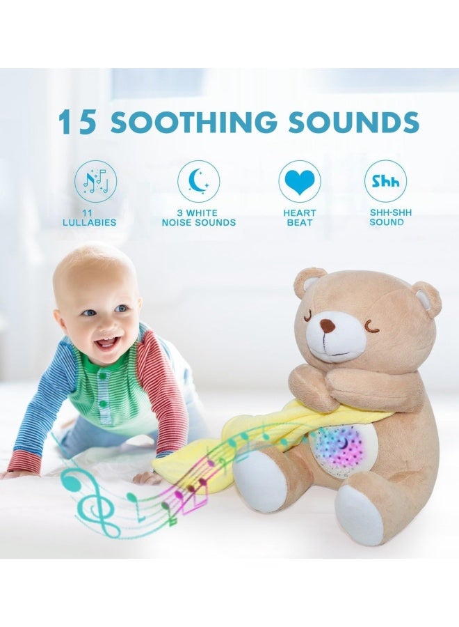 Baby Sleep Soother Cry Activated Sensor Teddy Bear Lullabies And Mom Heartbeat White Noise Machine Nursery Toddler Star Night Light Projection Sleep Aid Unique Baby Girl Baby Boy And New Baby Gifts  - Image 2