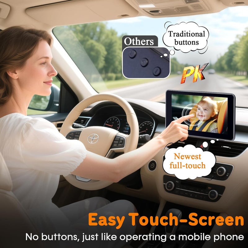 Yakry Baby Car Camera 7Inch  3X Zoom Recording Touchscreen 1080P HD Easy to Install 150 Wide Angle Rear Facing Backseat Camera 940nm Night Vision for Infant - Image 4