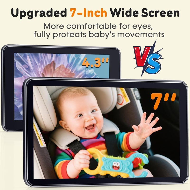 Yakry Baby Car Camera 7Inch  3X Zoom Recording Touchscreen 1080P HD Easy to Install 150 Wide Angle Rear Facing Backseat Camera 940nm Night Vision for Infant - Image 5