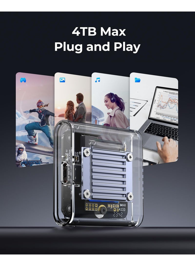 حافظة SSD NVMe M.2 2230 شفافة، محول USB C 3.2 Gen2 بسرعة 10Gbps لـ iPhone 15 Pro Max ProRes، يمنع فقدان بيانات الكتابة، قارئ M.2 يدعم UASP وTrim، يدعم M-Key (B+M Key) - TC20